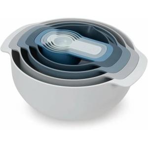 Joseph Joseph Nest 9 Plus, 9 Piece Compact Food Preparation Set with Mixing Bowls, Measuring Cups, Sieve and Colander, Stainless Steel(Blue)