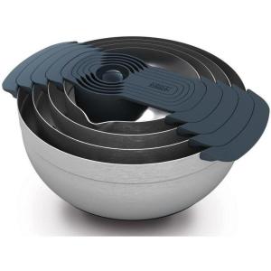 Joseph Joseph Nest 9 Plus, 9 Piece Compact Food Preparation Set with Mixing Bowls, Measuring Cups, Sieve and Colander, Stainless Steel(Stainless Steel)