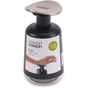 Joseph Joseph Presto Stainless-Steel Hygienic Easy-Push Soap Dispenser with Wide Pump, White(Gray)