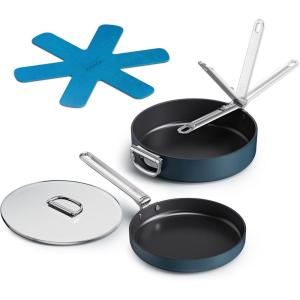 Joseph Joseph Space 6-Piece Nonstick Sauce Pan Set with Lids, Nesting Design, Ceramic Coating, Induction & Oven Safe(3pc)