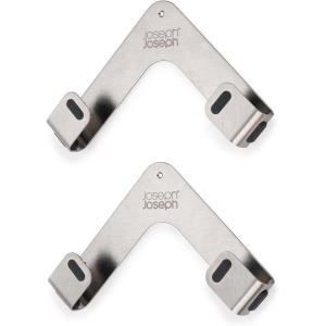Joseph Joseph Space Set of 2 Pot and Pan Lid Holders Self Adhesive Wall Mount Storage Organizer, Suitable for Lids up to 11 in, 3M VHB Tape and Screws Included, Stainless Steel