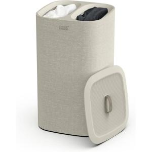 Joseph Joseph Tota Trio 90 liter/23.8 gallon Laundry Hamper Separation Basket with lid, 3 Removable Washing Bags with Handles- Ecru(Ecru)