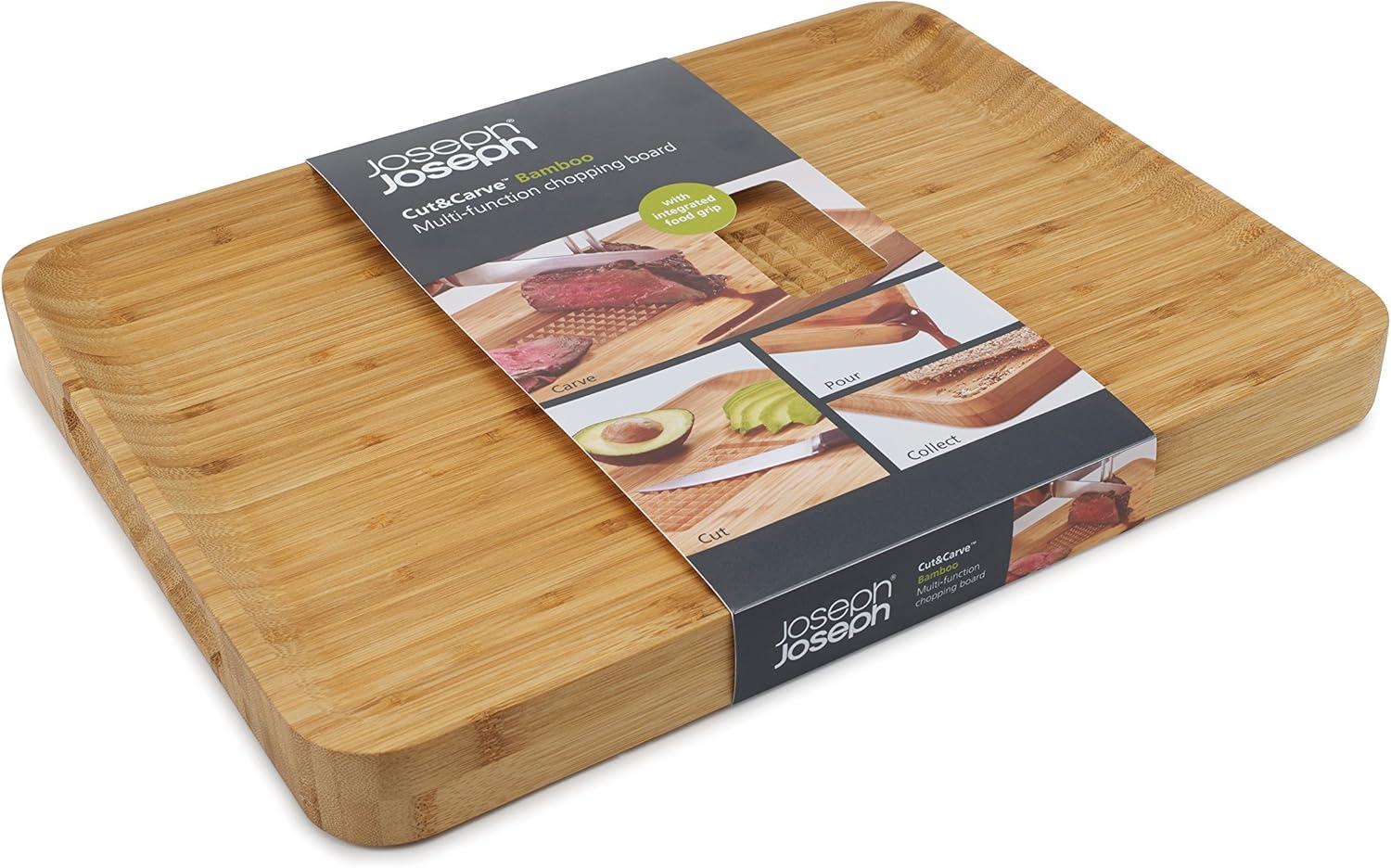 image:imageJoseph Joseph Cut amp Carve Bamboo Cutting Board with Food Grip and Angled Surface Yellow Large