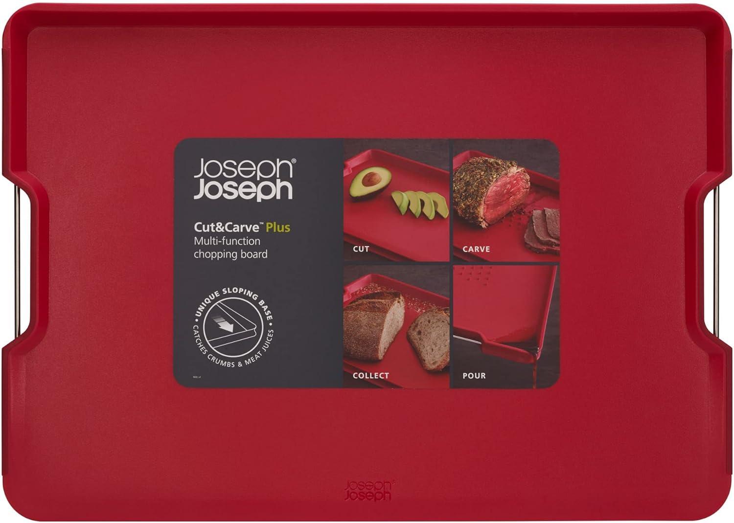 image:imageJoseph Joseph CutampCarve Plus NonSlip MultiFunction DoubleSided Cutting Board for Food Preparation and Carving Dishwasher Safe Extra Large RedRed