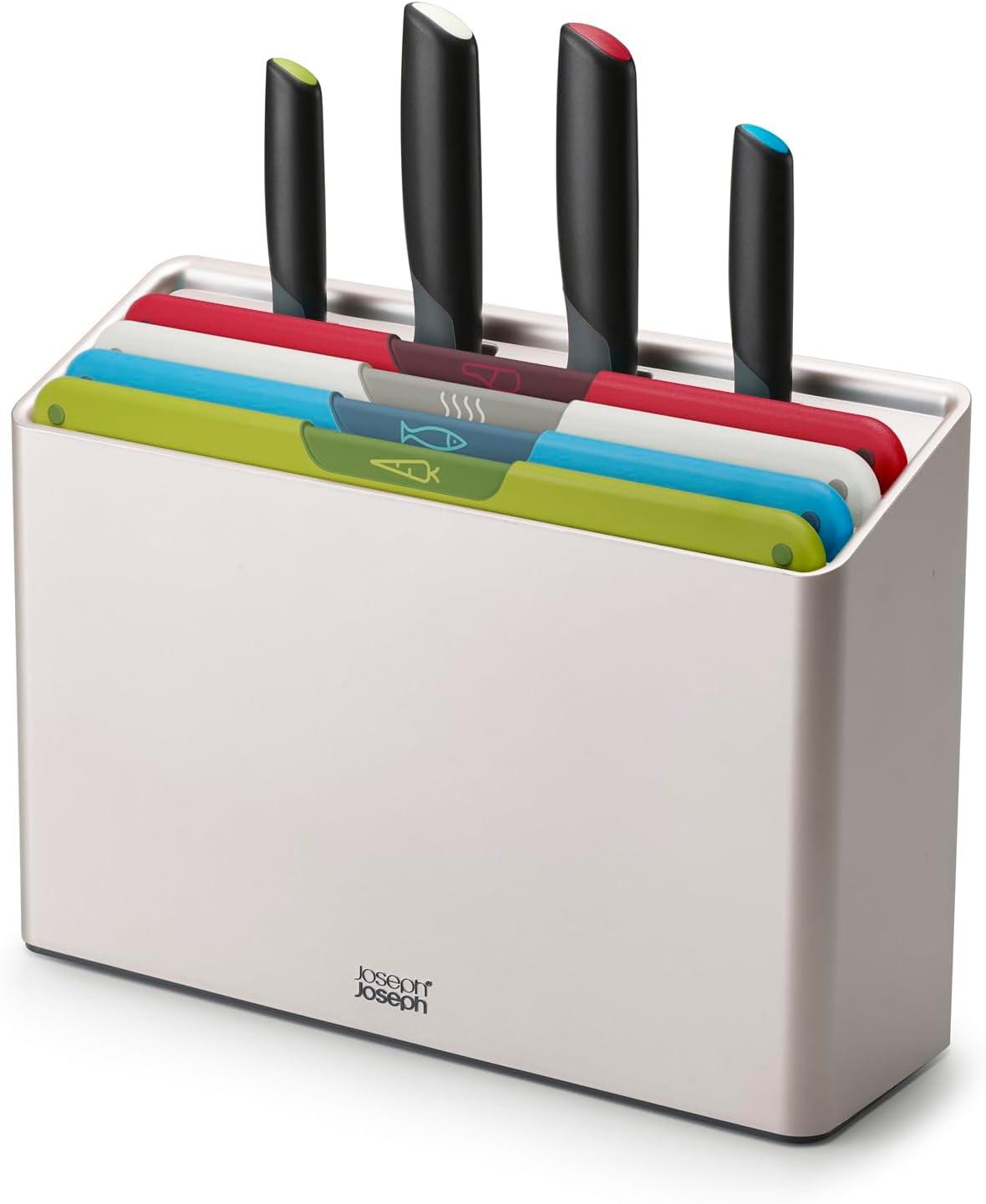 image:imageJoseph Joseph Folio Icon 8Piece Colour coded Cutting Board Set with Japanese Stainless Steel Knives Slimline case for organized storage GraphiteSilver