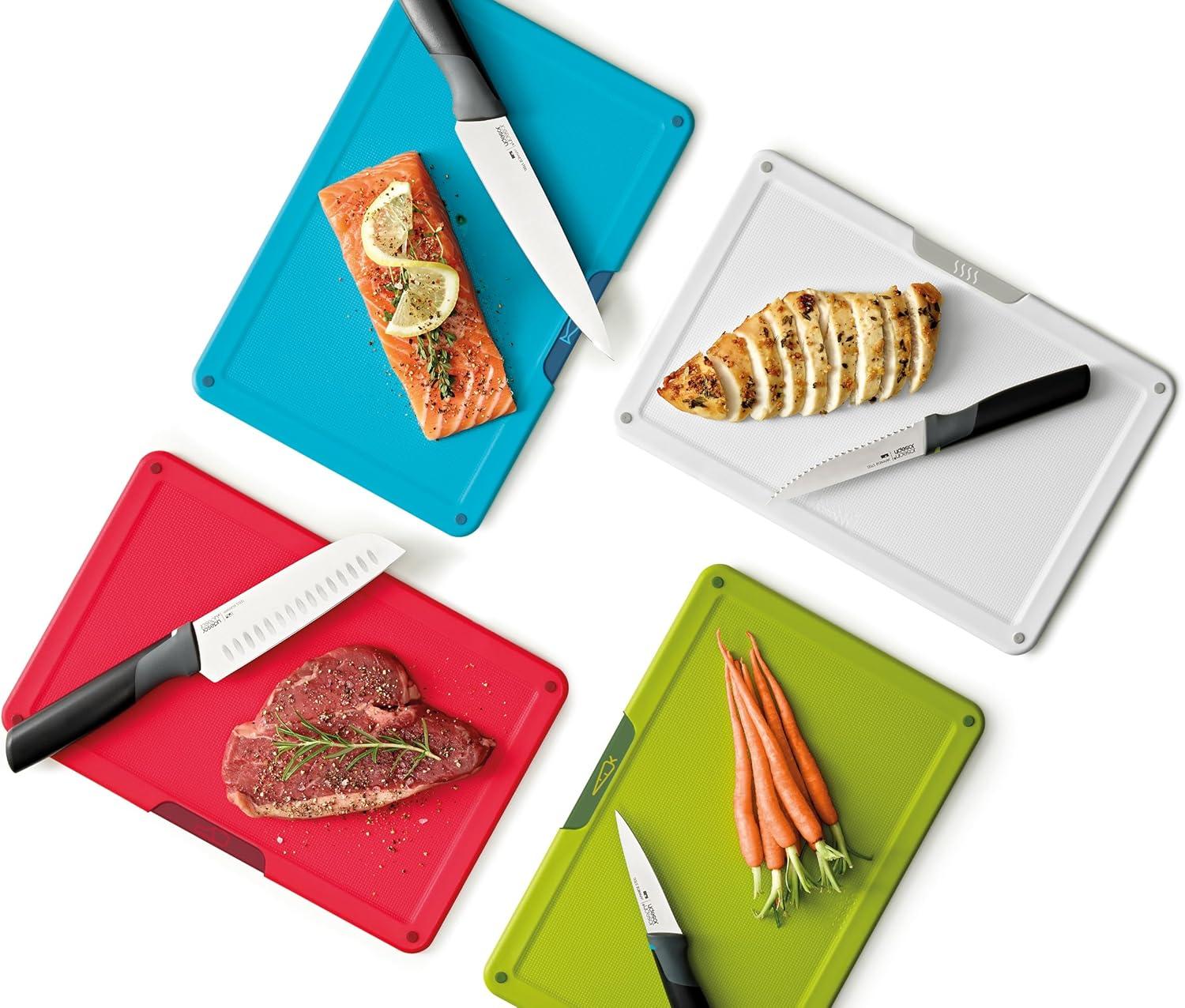image:imageJoseph Joseph Folio Icon 8Piece Colour coded Cutting Board Set with Japanese Stainless Steel Knives Slimline case for organized storage GraphiteSilver