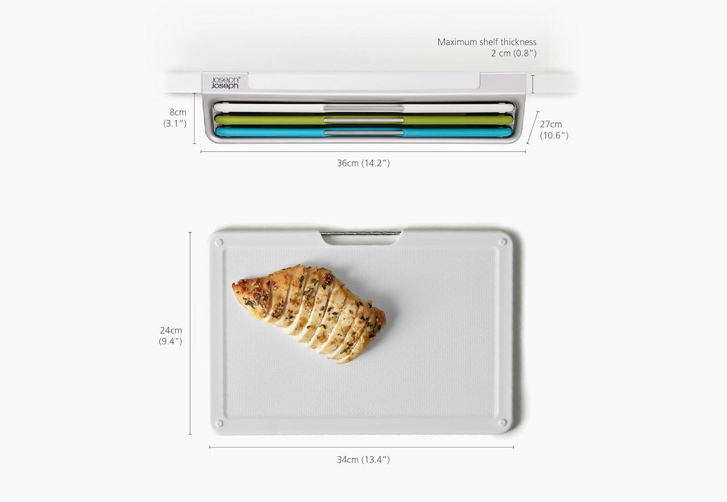 image:imageJoseph Joseph Folio Slim 3piece Undershelf Kitchen Cutting Board Set Cupboard storage fits shelves up to 08 thick Large 142 wideMulticolourSilver