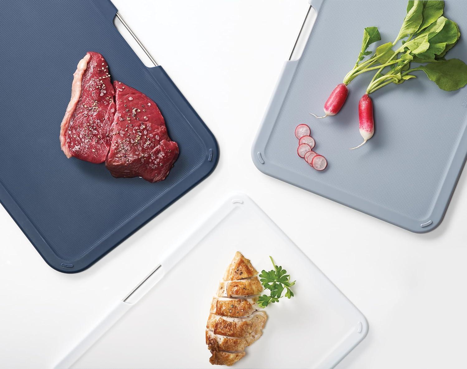 image:imageJoseph Joseph Nest Large 3Piece Color coded Cutting Board Set with Storage Stand Large GreyGray