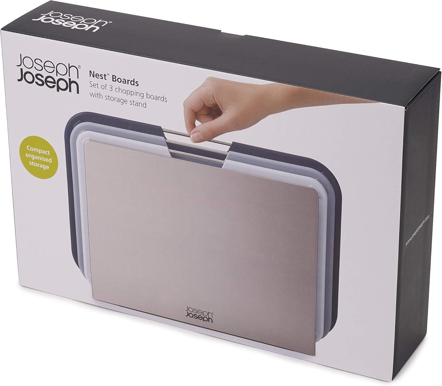 image:imageJoseph Joseph Nest Large 3Piece Color coded Cutting Board Set with Storage Stand Large GreyGray