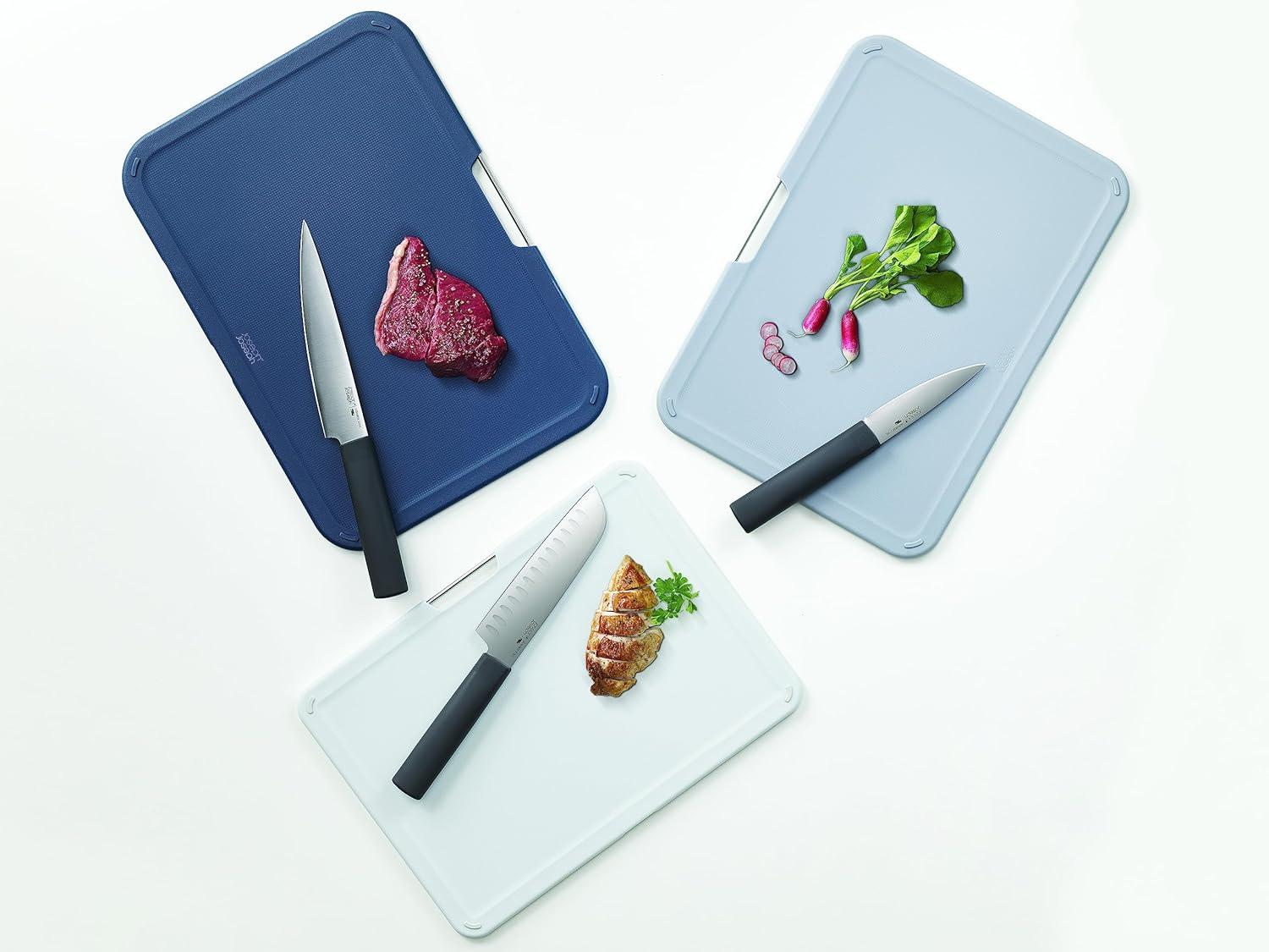 image:imageJoseph Joseph Nest Large 3Piece Color coded Cutting Board Set with Storage Stand Large GreyGray