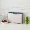 Joseph Joseph Folio 4-Piece Colour coded Cutting Board Set, Slimline case for organized Kitchen storage, Sage Green(Green/Silver)