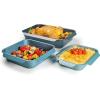 Joseph Joseph Nest Bakeware and Roasting Pan, Carbon Steel Baking Pan with Non-Stick Coating, Easy-Pull Handles, Organized Kitchen Storage, Small, Blue(Set of 3 (Small  Medium  Large))