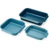 Joseph Joseph Nest Bakeware and Roasting Pan, Carbon Steel Baking Pan with Non-Stick Coating, Easy-Pull Handles, Organized Kitchen Storage, Small, Blue(Set of 3 (Small  Medium  Large))
