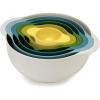Joseph Joseph Duo 6-Piece Compact Food Preparation Set with Mixing Bowls, Measuring Cups and Colander, Multicolour