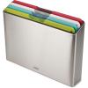 Joseph Joseph Folio Slim 3-piece Under-shelf Kitchen Cutting Board Set, Cupboard storage, fits shelves up to 0.8″ thick, Large (14.2″ wide)(Multicolour/Stainless Steel)