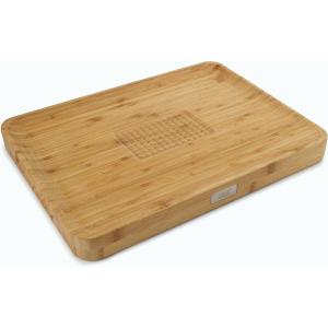 Joseph Joseph Cut & Carve Bamboo Cutting Board with Food Grip and Angled Surface Yellow Large