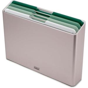Joseph Joseph Folio 4-Piece Colour coded Cutting Board Set, Slimline case for organized Kitchen storage, Sage Green(Green/Silver)