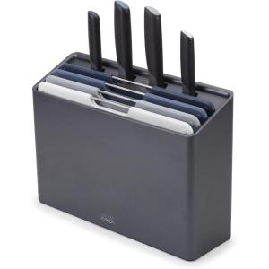 Joseph Joseph Folio Icon 8-Piece Colour coded Cutting Board Set with Japanese Stainless Steel Knives, Slimline case for organized storage, Graphite(Graphite)