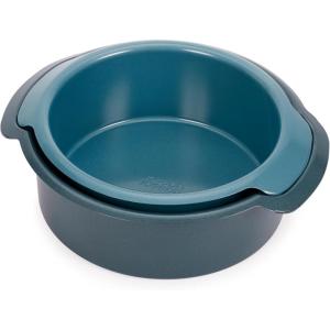 Joseph Joseph Nest™ Bake Set of 2 Non-Stick Round Cake Pan, 9in & 7.8in, Carbon Steel, Easy-Pull Handles, Stackable, Space-Saving Design, 10-Year Guarantee(Cake)
