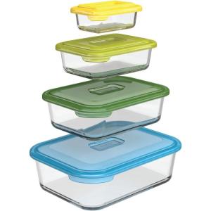 Joseph Joseph Nest Glass Storage, Freezer Oven Microwave Dishwasher Safe, 8-Piece Set, Multi-colored, Multicolor