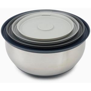 Joseph Joseph Prep&Store- Stainless Steel Mixing Nest Bowls with Lids, 8 piece Metal Bowl food Storage Set, Stainless Steel(4-piece mixing bowl set)