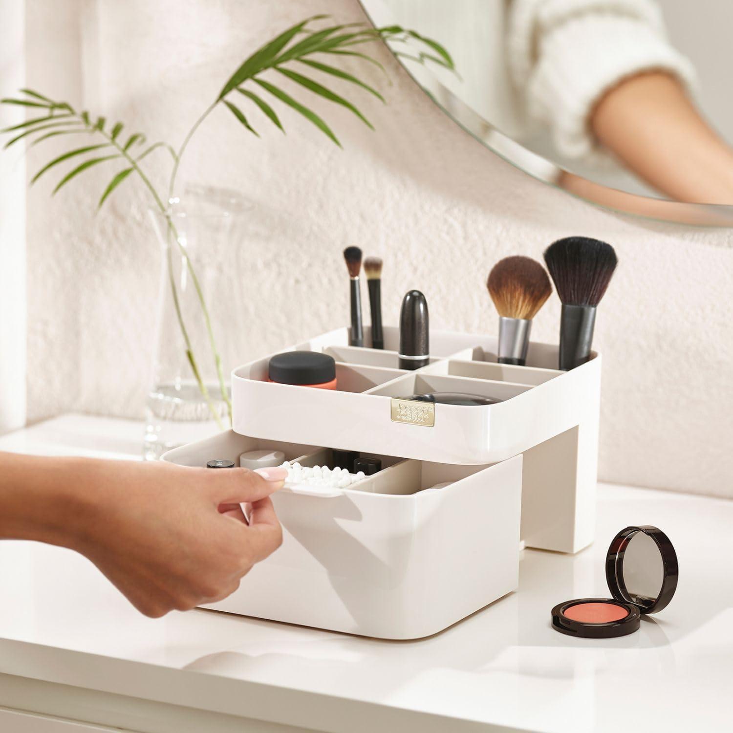 image:imageJoseph Joseph 75005 Viva Makeup Cosmetic Storage Organizer with Drawer Large with Mirror Shell CreamRegular Organiser
