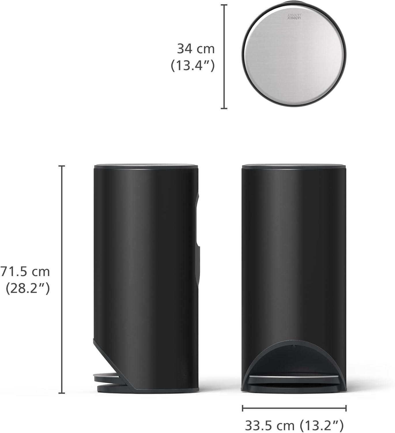 image:imageJoseph Joseph Arc 10L26 Gallon Slimline Pedal Bin with Easy Push Pedal Liner Pocket SoftClose Lid FingerprintProof Removable Inner Bucket Carbon BlackBlack