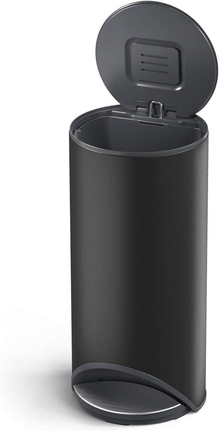 image:imageJoseph Joseph Arc 10L26 Gallon Slimline Pedal Bin with Easy Push Pedal Liner Pocket SoftClose Lid FingerprintProof Removable Inner Bucket Carbon BlackBlack