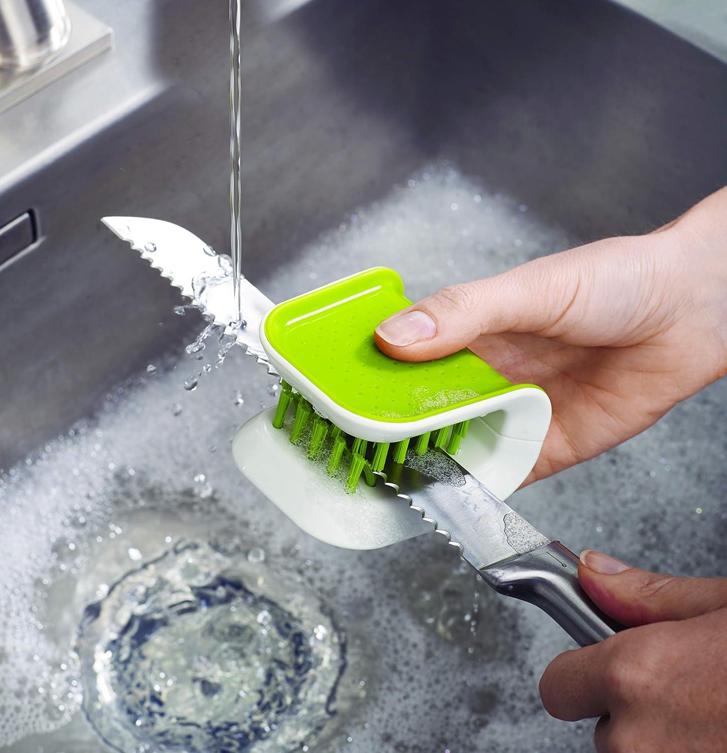 image:imageJoseph Joseph BladeBrush Knife and Cutlery Cleaner Brush Bristle Scrub Kitchen Washing NonSlip One Size GreenGray