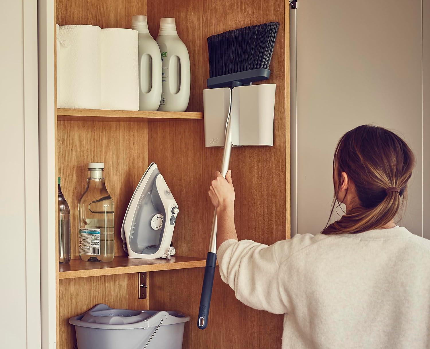 image:imageJoseph Joseph CleanStore WallMounted Adjustable Long Handle Broom Sweeper with DustShield Storage Indoor Sweeping Floor Brush with Soft Bristles and CombBroom