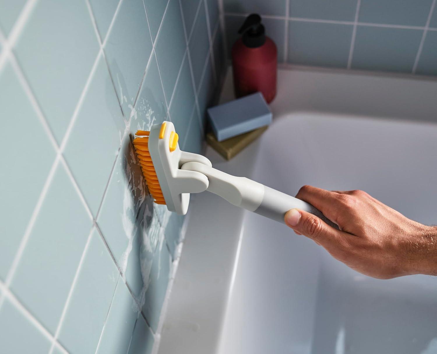 image:imageJoseph Joseph CleanTech 6Piece Cleaning Set with Extension Handle Includes Glass Cleaner wSqueegee Tile Scrubber Grout Brush Surface Cleaner and Duster with Telescopic Pole for Ceiling Fan2 Piece