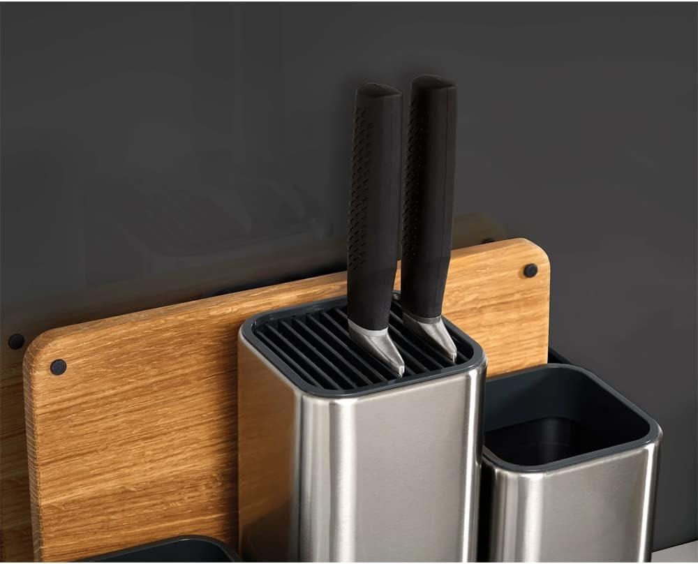 image:imageJoseph Joseph CounterStore Kitchen Utensil Holder Knife Block and Cutting Board Set Stainless Steel