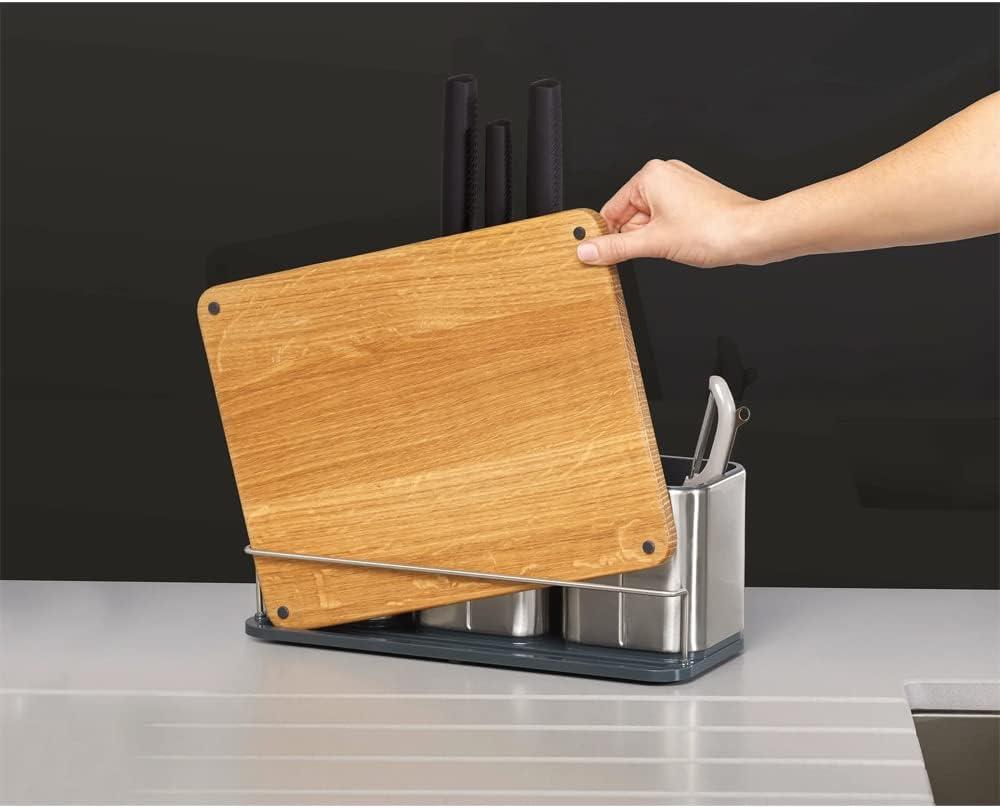 image:imageJoseph Joseph CounterStore Kitchen Utensil Holder Knife Block and Cutting Board Set Stainless Steel