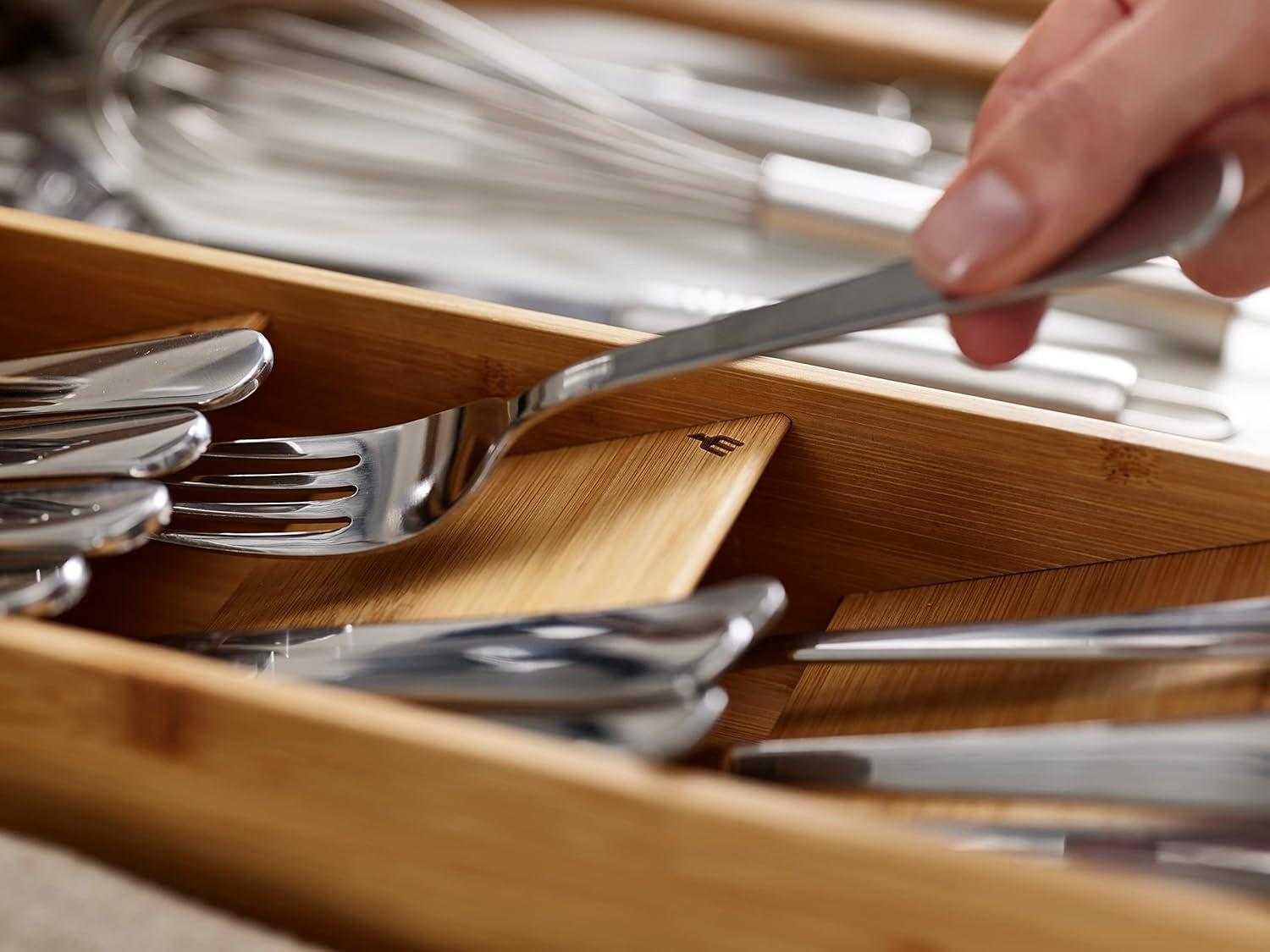 image:imageJoseph Joseph DrawerStore Expanding Silverware Flatware Utensil amp Gadgets Organizer Expandable in Drawer Space Saving Tray BambooFlatware Organizer