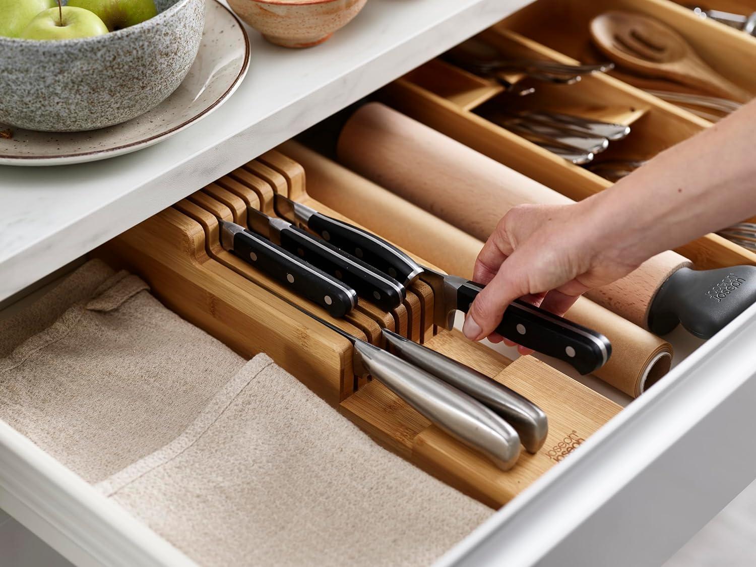 image:imageJoseph Joseph DrawerStore Expanding Silverware Flatware Utensil amp Gadgets Organizer Expandable in Drawer Space Saving Tray BambooKnife Organizer