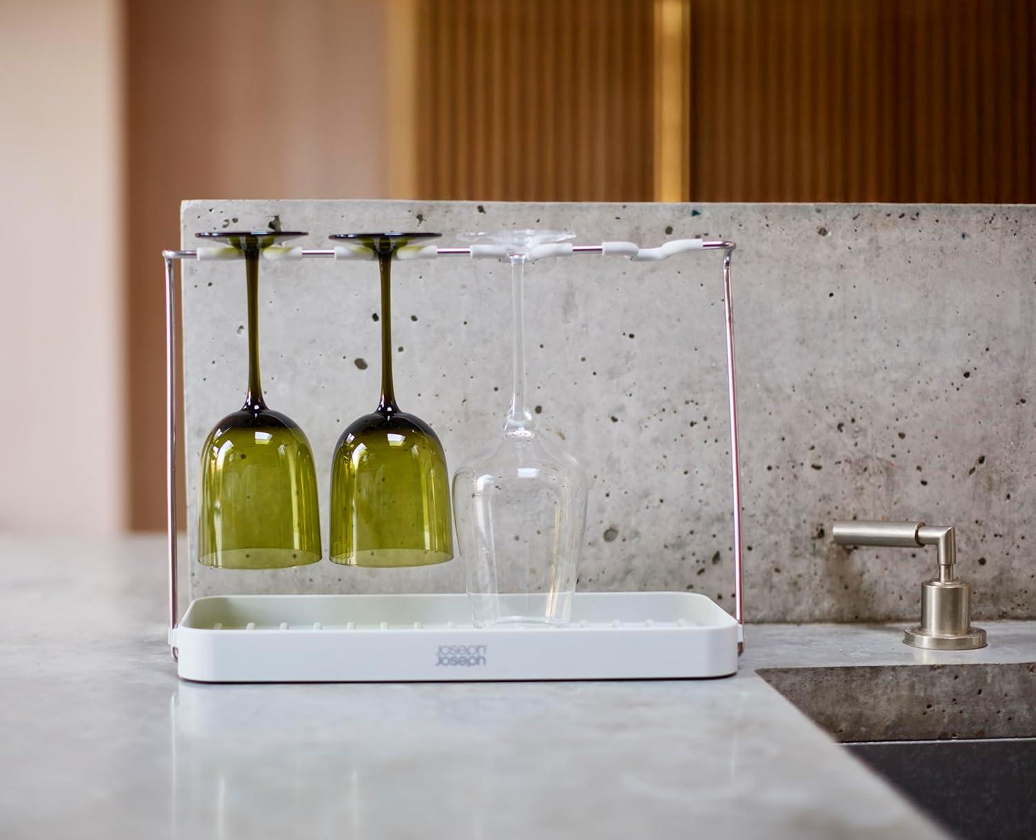 image:imageJoseph Joseph DrySmart Folding Stemmed Wine Glass Drying Rack SpaceSaving Draining Board Organizer Made from Recycled PlasticWine Glass