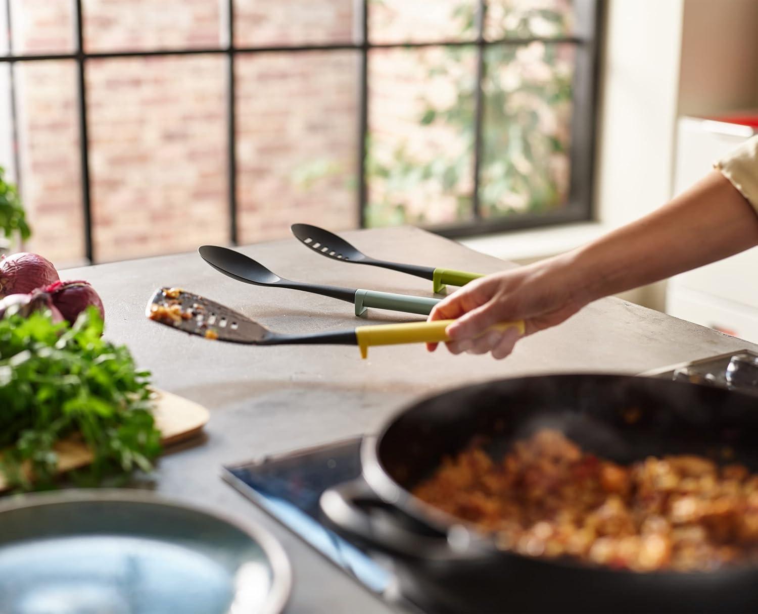 image:imageJoseph Joseph Duo 3Piece Utensil Set with Integrated Tool Rests ScratchFree Use on NonStick Cookware Includes Solid amp Slotted Spoons and Turner HeatResistantMulticolor