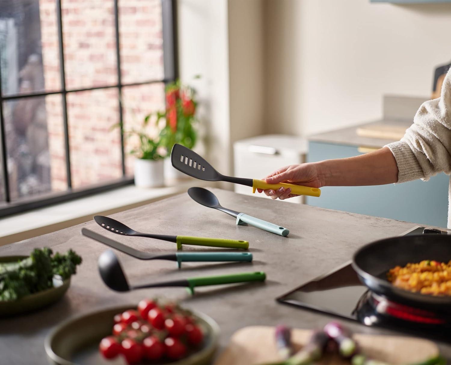image:imageJoseph Joseph Duo 3Piece Utensil Set with Integrated Tool Rests ScratchFree Use on NonStick Cookware Includes Solid amp Slotted Spoons and Turner HeatResistantOpal