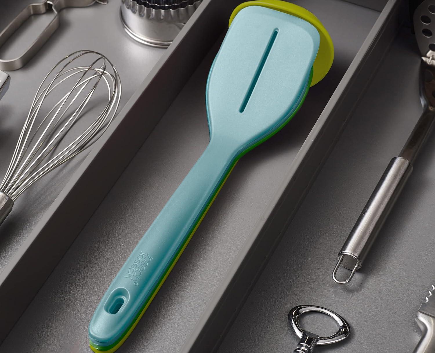 image:imageJoseph Joseph Duo 4Piece Utensil Set HeatResistant Set with Ladle Solid amp Slotted Spoons and Turner Handles Clip for Organized Storage Opal