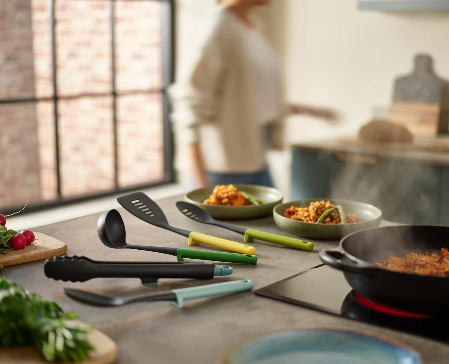 image:imageJoseph Joseph Duo 5Piece Utensil Set with Storage Stand Complete Set with Integrated Tool Rests for Hygiene HeatResistant Nylon Heads Perfect for NonStick Cookware