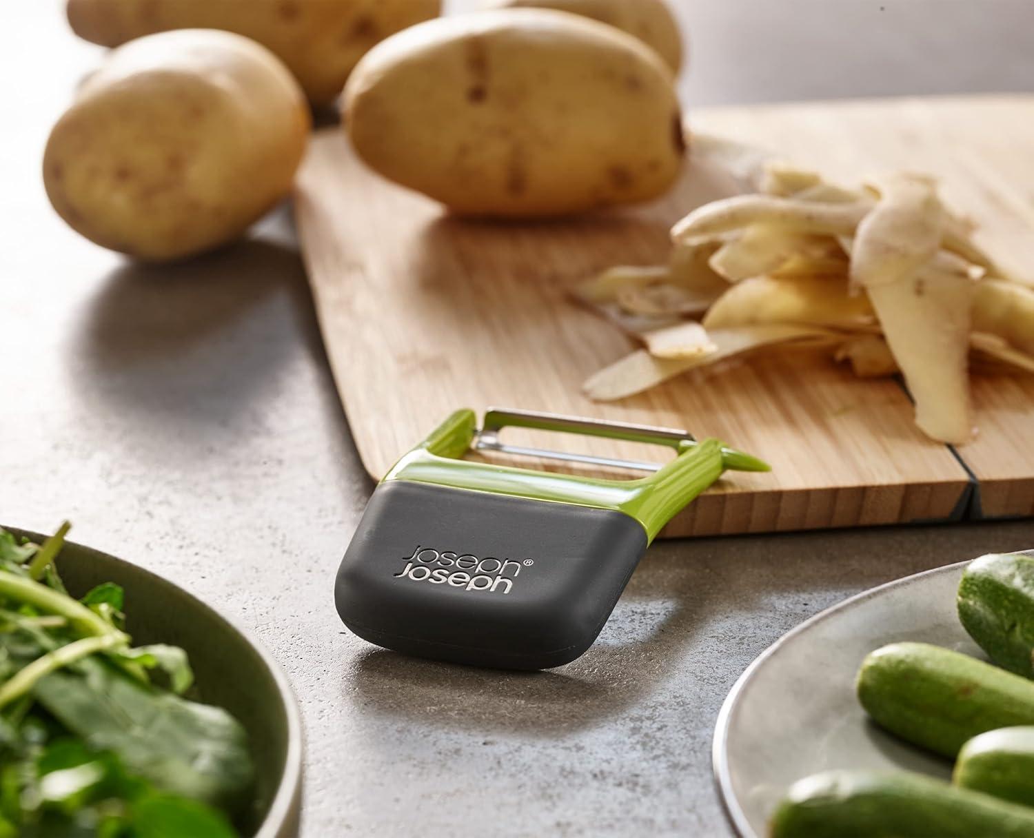 image:imageJoseph Joseph Duo EasyGrip Julienne Peeler Vegetable Kitchen Peeler and PotatoEye Remover Dark OpalStraight