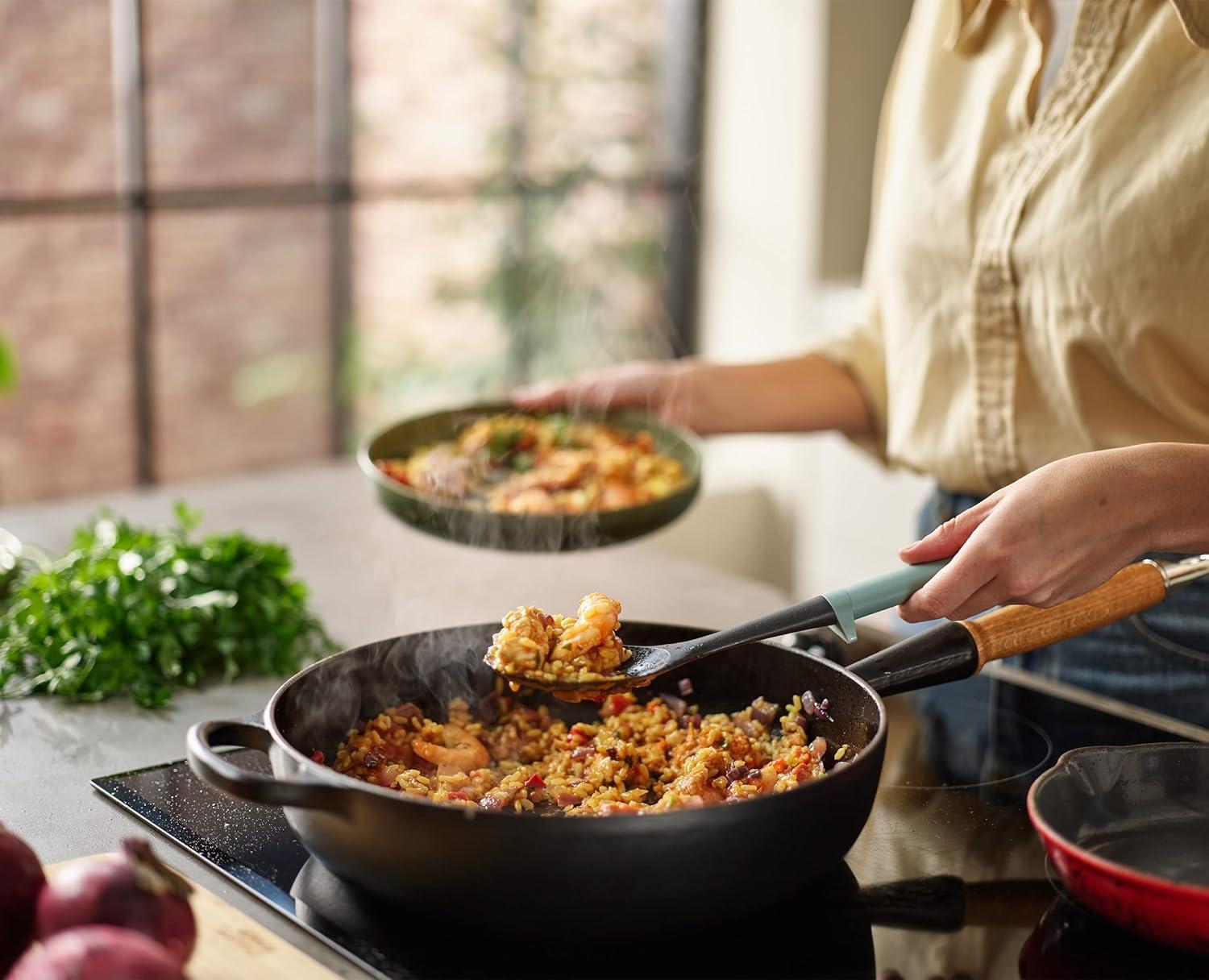 image:imageJoseph Joseph Duo Solid Spoon with Integrated Tool Rest Hygienic Design HeatResistant Nylon Head Ideal for NonStick Cookware Opal