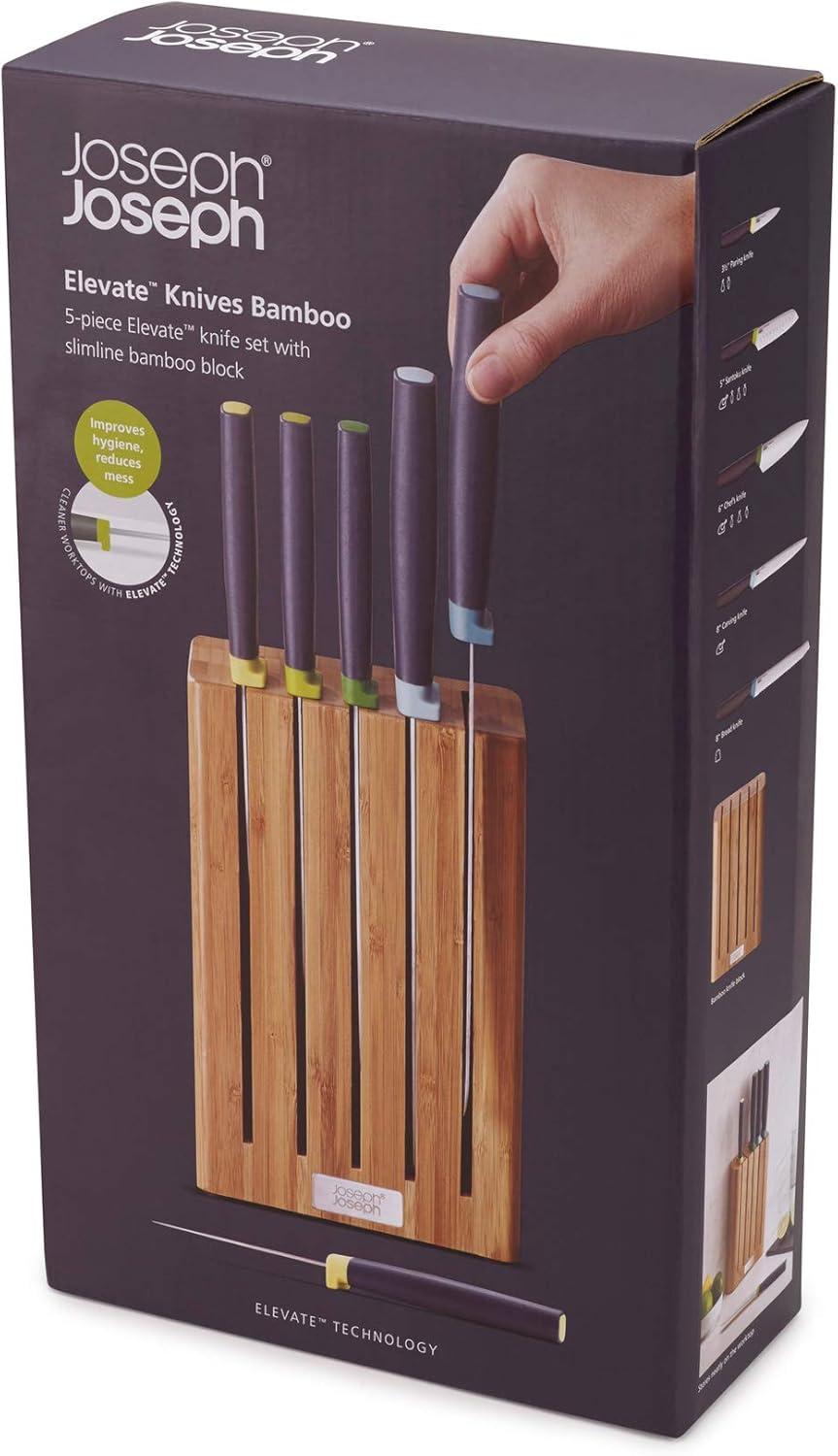 image:imageJoseph Joseph Elevate 6Piece Japanese StainlessSteel Kitchen Knife Set with Slimline Bamboo Block