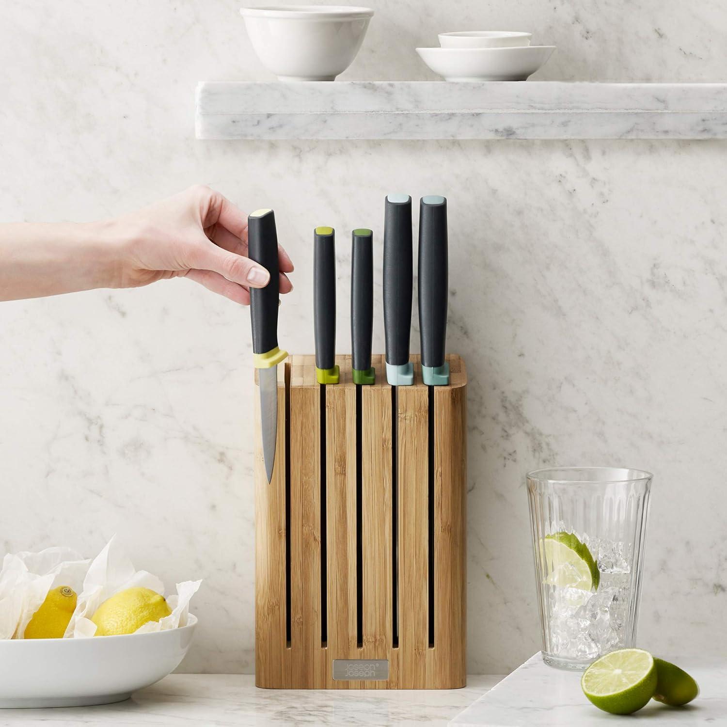 image:imageJoseph Joseph Elevate 6Piece Japanese StainlessSteel Kitchen Knife Set with Slimline Bamboo Block