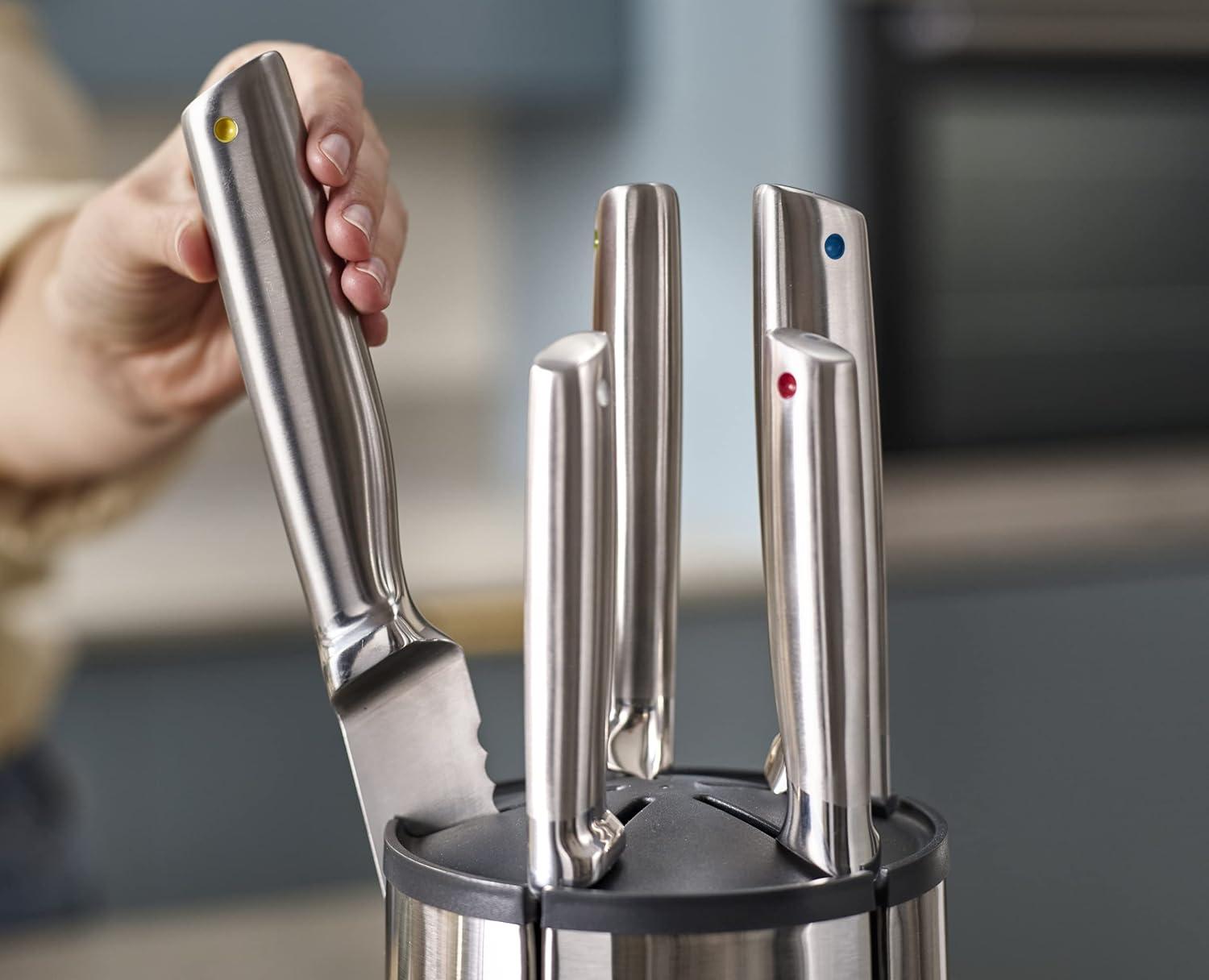 image:imageJoseph Joseph Elevate Steel Knives Carousel 5Piece Set with Rotating StainlessSteel Knife Block Japanese StainlessSteel Blades FingerprintProof Coating and NonSlip Base Kitchen Accessories