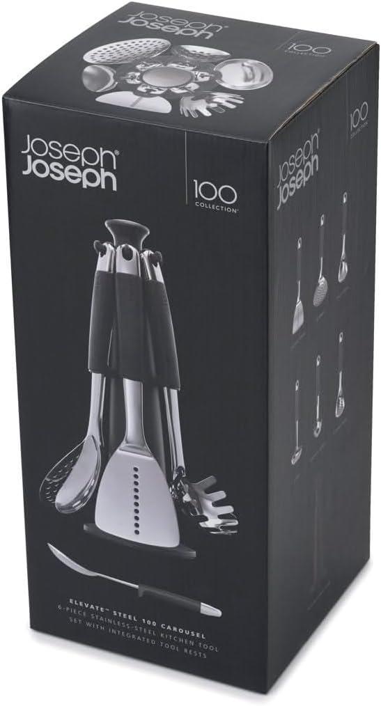 image:imageJoseph Joseph Elevate Carousel Nylon Kitchen Utensil Set with Rotating Storage Stand 6piece SkyBlack