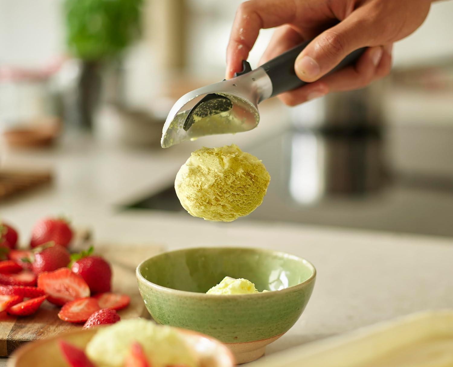 image:imageJoseph Joseph Elevate Ice Cream scoop with easy trigger release and intergrated tool rest improves hygiene Non slip handle