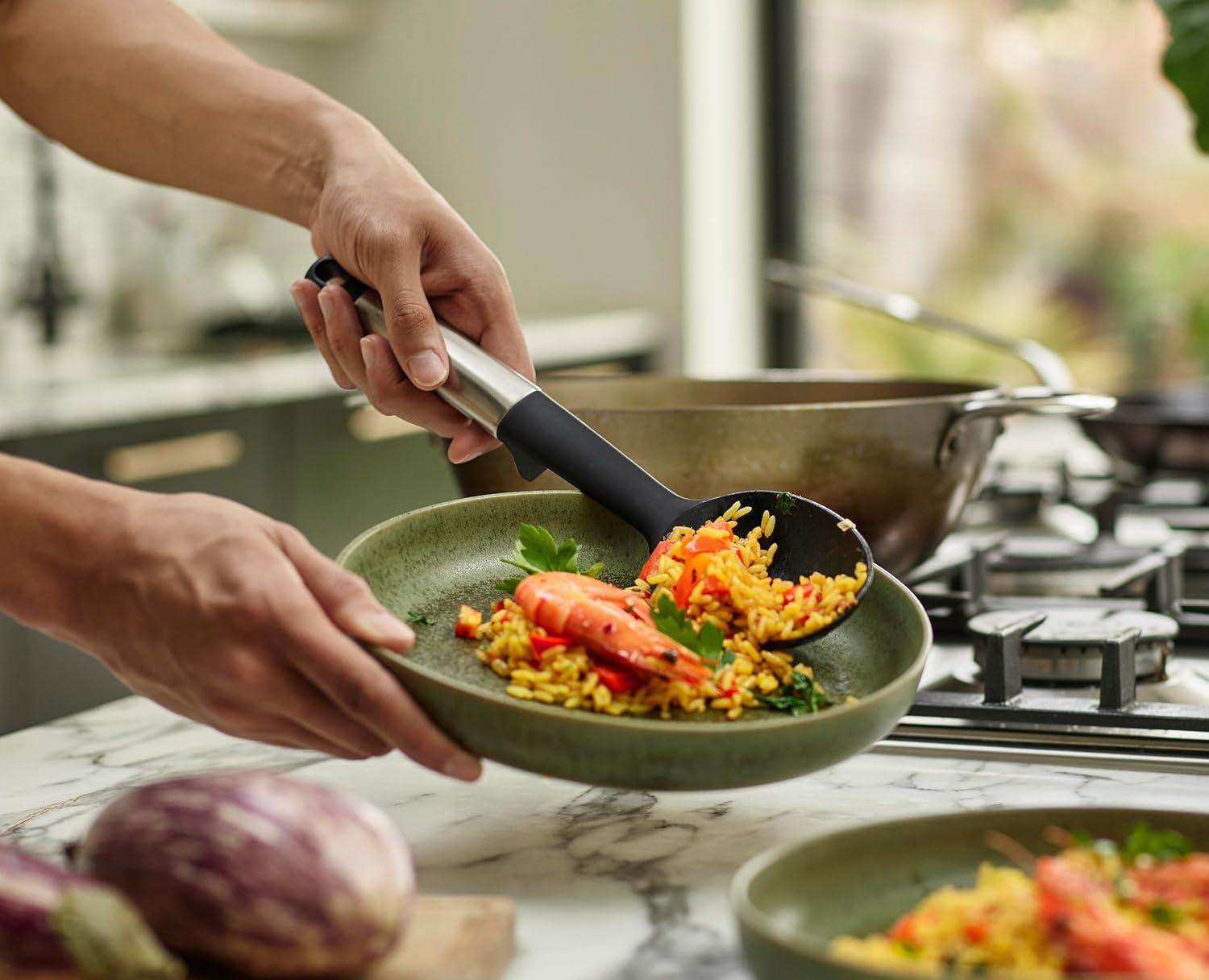 image:imageJoseph Joseph Elevate Silicone Solid Spoon BPA Free Heat Resistant Non Stick Kitchen Utensil Weighted Stainless Steel HandleSpoon