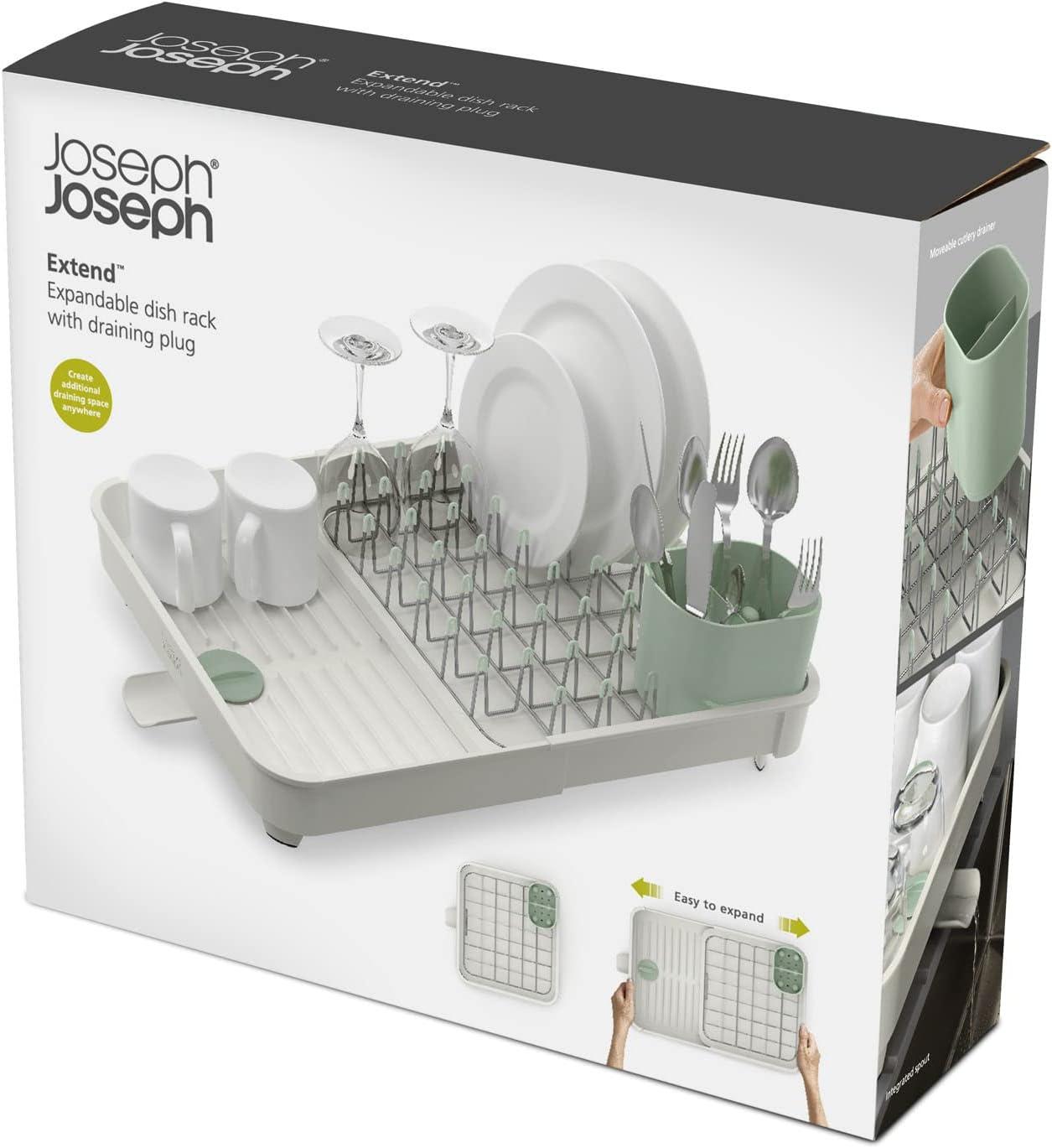 image:imageJoseph Joseph Extendable Dish Drying Rack with expanding Dual Parts NonScratch Movable Silverware Drainer amp Drainage Spout GreyLight StoneSage