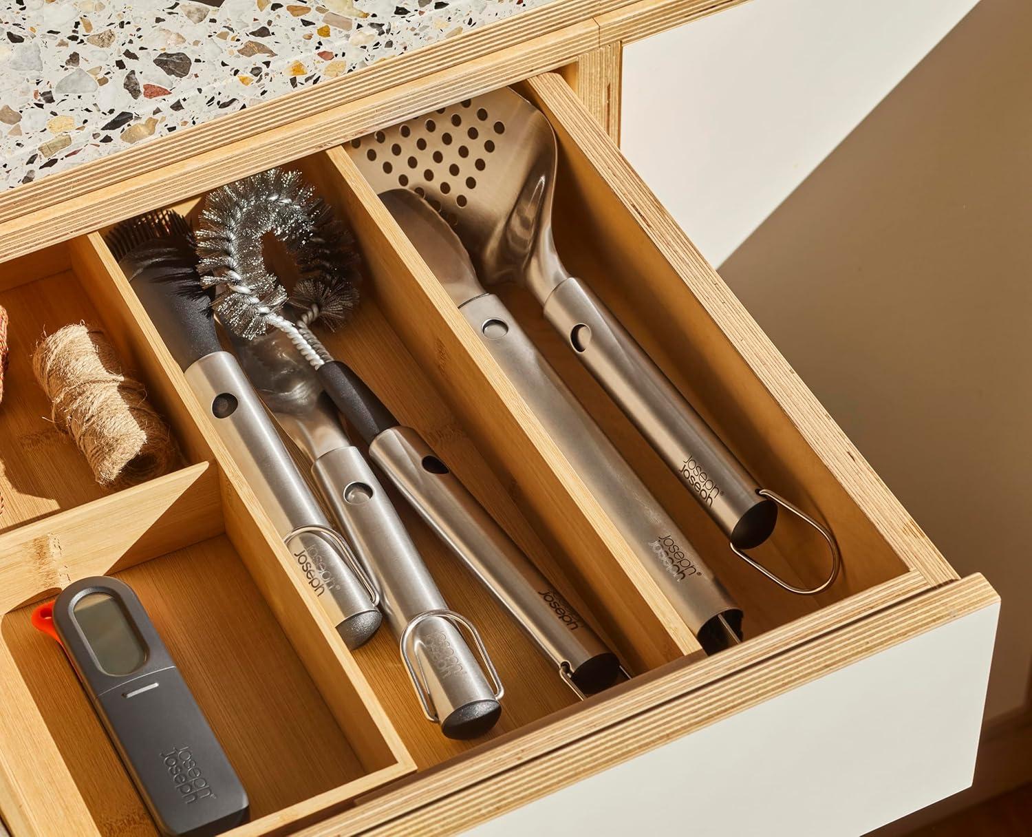 image:imageJoseph Joseph GrillOut 5Piece Stainless Steel BBQ Utensil Set with Storage Case Brush Tongs Turner amp Fork Retractable for compact storage Easyclean2 piece